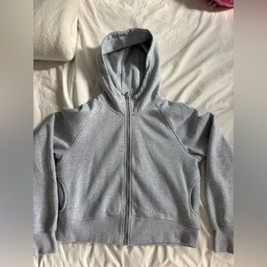 Zip-Up Hooded Jacket in Light Gray